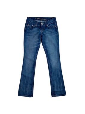 GUESS Prismo sexy Low Rise Bootcut Jeans Size 28 Stretch Denim Dark Wash Blue